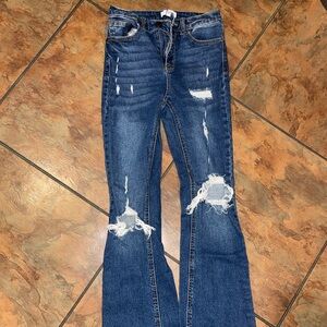 Forever 21 Distressed Flare Jeans